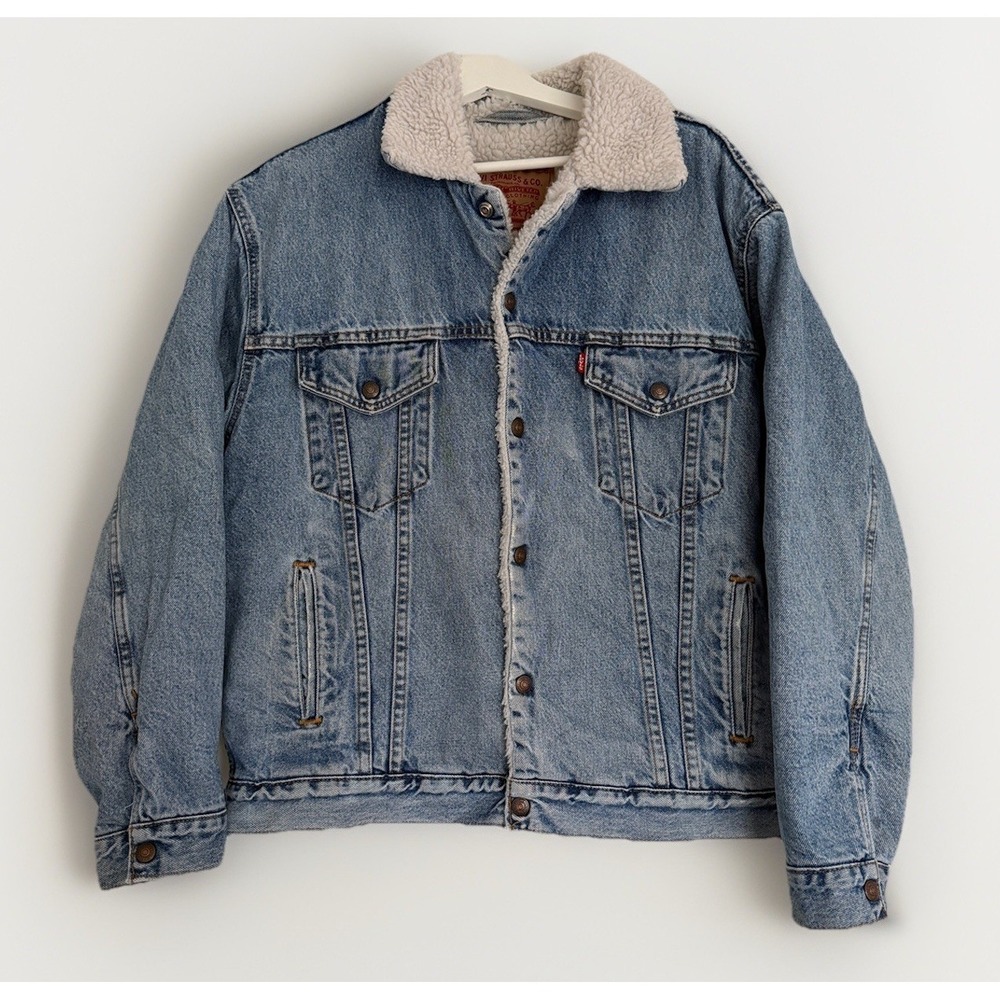 Vintage 90s Levi's 70609 Sherpa Lined Type 3 Trucker Jacket Men's L Made in USA
